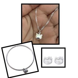 Hello Kitty Sterling Silver Pendant Handmade Necklace